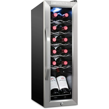 Ivation 12 Bottle Compressor Wine Cooler Refrigerator with Lock  Silver