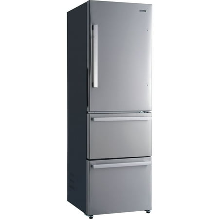 Galanz 12.4 cu. ft. 3-Door Bottom Mount Refrigerator  Stainless Steel