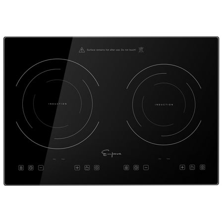 Empava Horizontal Electric Stove Induction Cooktop with 2 Burners in Black Vitro Ceramic Smooth Surface Glass 120V