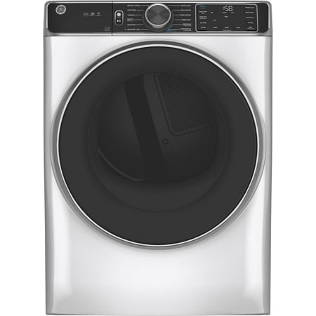 GE GFD85ESSNWW 28   Front Load Electric Dryer with 7.8 cu. ft. Capacity Stainless Steel Drum Built-in WiFi Sanitize Cycle and Damp Alert in White