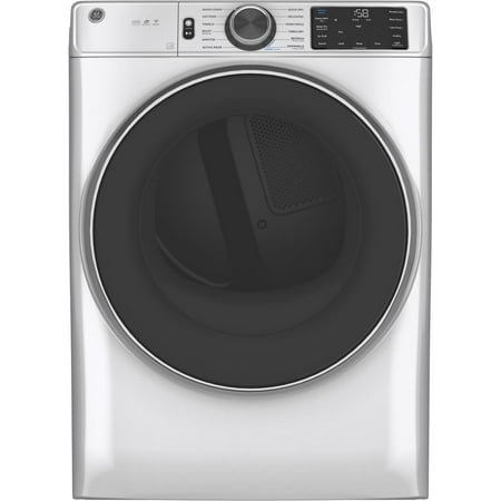 GE GFD65ESSNWW 28   Front Load Electric Dryer with 7.8 cu. ft. Capacity Powersteam Built-in WiFi Sanitize Cycle and Vent Sensor in White