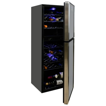 Koolatron 45 Bottle Dual Zone Wine Cooler  Freestanding Wine Cellar Fridge  Black