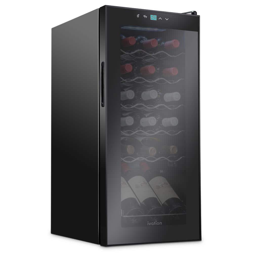 Ivation Wine Fridge, Freestanding Wine Refrigerator, 18 Bottle Wine Cooler, Black