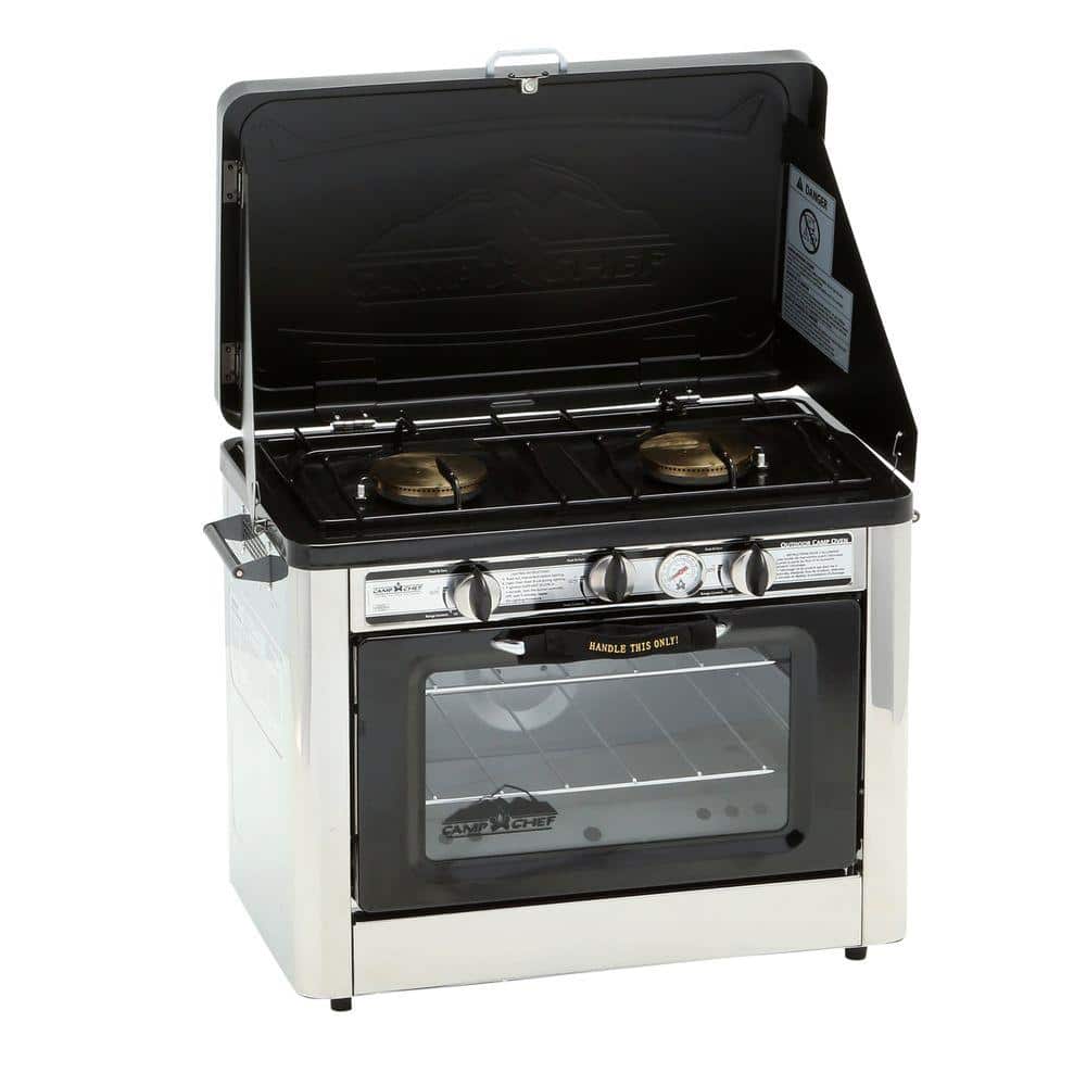 Camp Chef Outdoor Double Burner Propane Gas Range and Stove, Silver