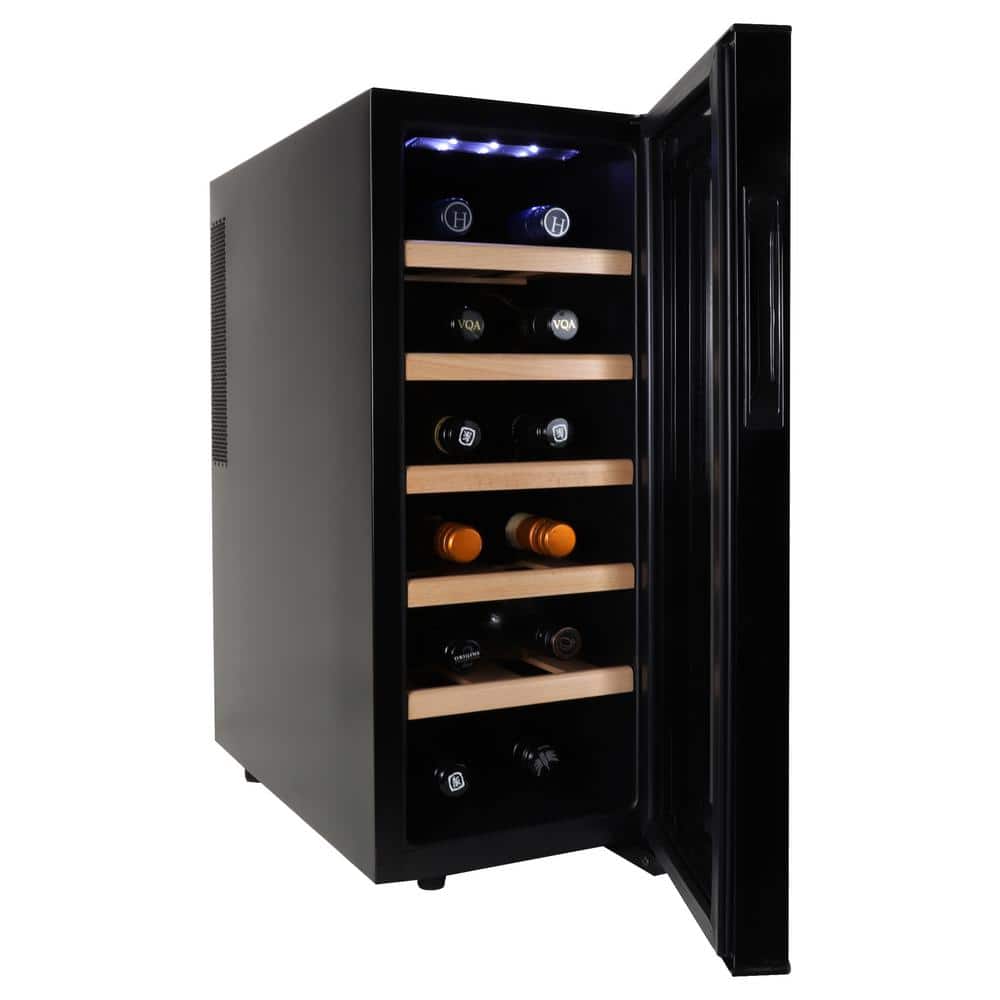 Koolatron 12 Bottle Wine Cooler Deluxe Freestanding Wine Fridge, Black