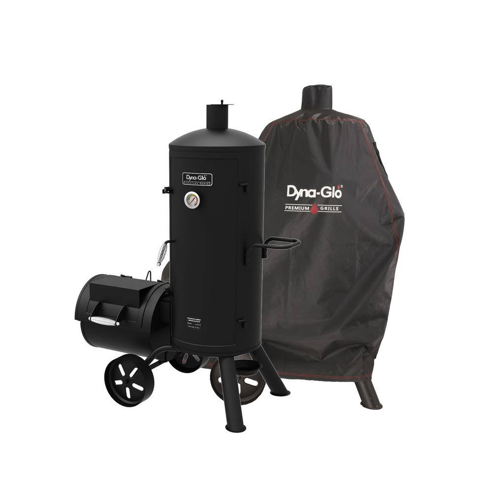 Dyna-Glo Signature Heavy-Duty Vertical Offset Charcoal Smoker and Grill in Black with Cover