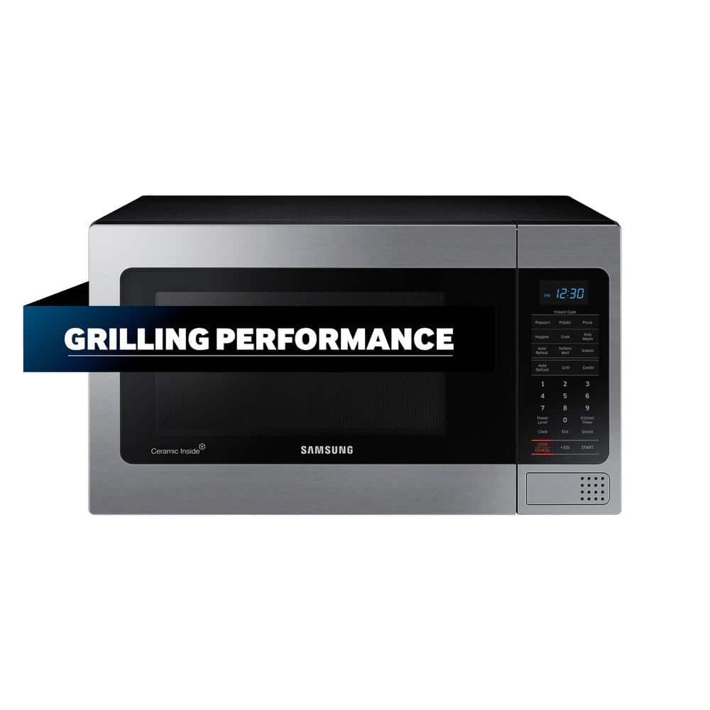 Samsung 1.1 cu. ft Countertop Microwave with Grilling Element in Stainless Steel, Silver
